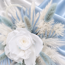 Load image into Gallery viewer, Baby blue &amp; white preserved flowers cake topper - Christening, baptism, baby shower
