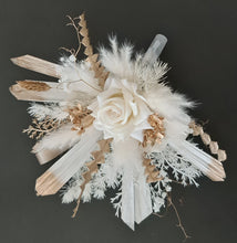 Load image into Gallery viewer, Floral Cake topper in white &amp; champagne gold

