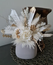 Load image into Gallery viewer, Floral Cake topper in white &amp; champagne gold
