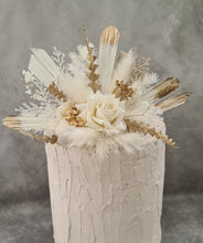 Load image into Gallery viewer, Floral Cake topper in white &amp; champagne gold
