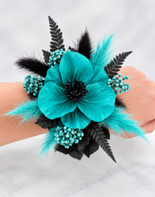 Load image into Gallery viewer, Emerald &amp; Black Everlasting flowers Corsage w Anemone - School Prom / Formal
