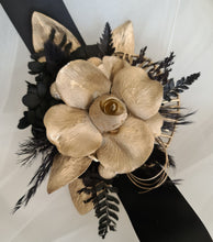 Load image into Gallery viewer, Black &amp; Champagne gold Everlasting flowers corsage - School Prom / Formal
