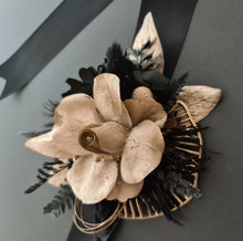 Load image into Gallery viewer, Black &amp; Champagne gold Everlasting flowers corsage - School Prom / Formal
