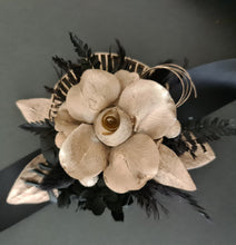Load image into Gallery viewer, Black &amp; Champagne gold Everlasting flowers corsage - School Prom / Formal
