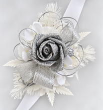 Load image into Gallery viewer, Silver &amp; white Everlasting flowers corsage  - School Formal / Prom
