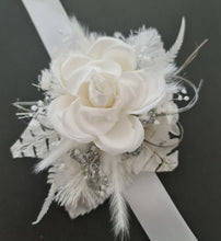 Load image into Gallery viewer, Corsage &amp; Buttonhole set - White &amp; Silver - School Formal / Prom
