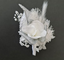 Load image into Gallery viewer, Corsage &amp; Buttonhole set - White &amp; Silver - School Formal / Prom
