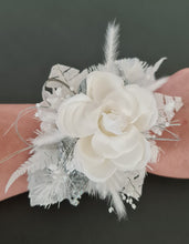 Load image into Gallery viewer, Corsage &amp; Buttonhole set - White &amp; Silver - School Formal / Prom
