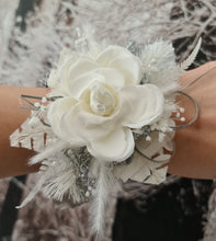 Load image into Gallery viewer, Corsage &amp; Buttonhole set - White &amp; Silver - School Formal / Prom
