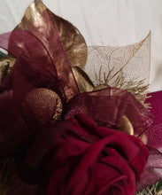 Load image into Gallery viewer, Burgundy, gold &amp; green preserved corsage &amp; buttonhole - School formal
