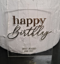 Load image into Gallery viewer, Emerald anemone, gold &amp; neutral Happy Birthday floral cake topper
