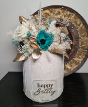 Load image into Gallery viewer, Emerald anemone, gold &amp; neutral Happy Birthday floral cake topper
