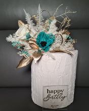Load image into Gallery viewer, Emerald anemone, gold &amp; neutral Happy Birthday floral cake topper
