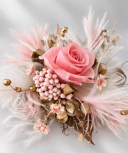 Load image into Gallery viewer, Mini preserved rose peach/pink School formal / prom Corsage &amp; buttonhole set
