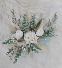 Load image into Gallery viewer, Sage &amp; neutral Double everlasting flowers cake topper
