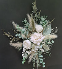 Load image into Gallery viewer, Sage &amp; neutral Double everlasting flowers cake topper
