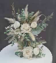 Load image into Gallery viewer, Sage &amp; neutral Double everlasting flowers cake topper
