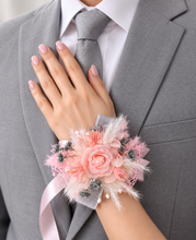 Load image into Gallery viewer, Everlasting flowers school formal / prom / wedding corsage pink &amp; silver bling
