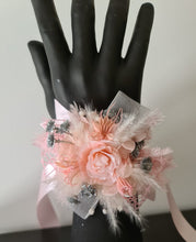 Load image into Gallery viewer, Everlasting flowers school formal / prom / wedding corsage pink &amp; silver bling
