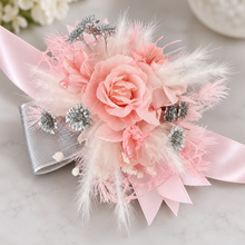 Load image into Gallery viewer, Everlasting flowers school formal / prom / wedding corsage pink &amp; silver bling
