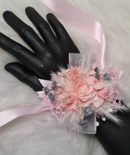 Load image into Gallery viewer, Everlasting flowers school formal / prom / wedding corsage pink &amp; silver bling

