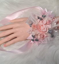 Load image into Gallery viewer, Everlasting flowers school formal / prom / wedding corsage pink &amp; silver bling
