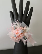 Load image into Gallery viewer, Everlasting flowers school formal / prom / wedding corsage pink &amp; silver beads
