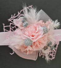 Load image into Gallery viewer, Everlasting flowers school formal / prom / wedding corsage pink &amp; silver beads

