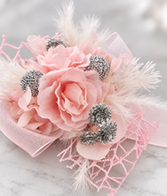 Load image into Gallery viewer, Everlasting flowers school formal / prom / wedding corsage pink &amp; silver beads
