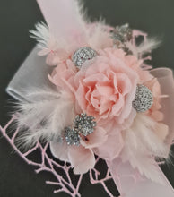 Load image into Gallery viewer, Everlasting flowers school formal / prom / wedding corsage pink &amp; silver beads
