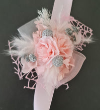 Load image into Gallery viewer, Everlasting flowers school formal / prom / wedding corsage pink &amp; silver beads
