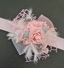 Load image into Gallery viewer, Everlasting flowers school formal / prom / wedding corsage pink &amp; silver beads

