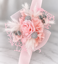 Load image into Gallery viewer, Everlasting flowers school formal / prom / wedding corsage pink &amp; silver beads
