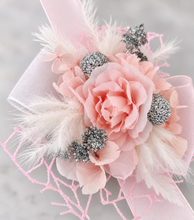 Load image into Gallery viewer, Everlasting flowers school formal / prom / wedding corsage pink &amp; silver beads
