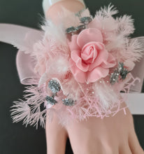 Load image into Gallery viewer, Everlasting flowers school formal / prom / wedding corsage pink &amp; silver glitter

