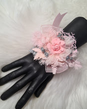 Load image into Gallery viewer, Everlasting flowers school formal / prom / wedding corsage pink &amp; silver glitter
