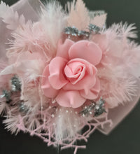 Load image into Gallery viewer, Everlasting flowers school formal / prom / wedding corsage pink &amp; silver glitter
