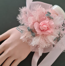 Load image into Gallery viewer, Everlasting flowers school formal / prom / wedding corsage pink &amp; silver glitter
