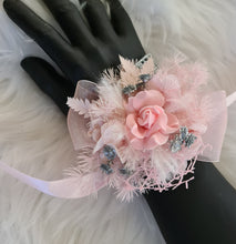 Load image into Gallery viewer, Everlasting flowers school formal / prom / wedding corsage pink &amp; silver glitter
