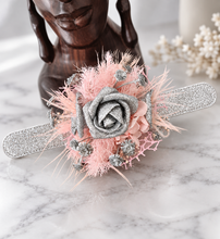 Load image into Gallery viewer, Everlasting flowers school formal / prom corsage &amp; buttonhole set - pink &amp; silver bling

