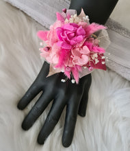 Load image into Gallery viewer, Hot Pink school formal / prom set - bangle corsage, buttonhole &amp; hair pin
