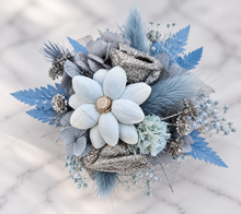 Load image into Gallery viewer, Blue &amp; silver school formal/prom wedding everlasting flowers silver bangle corsage
