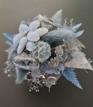 Load image into Gallery viewer, Blue &amp; silver school formal/prom wedding everlasting flowers silver bangle corsage

