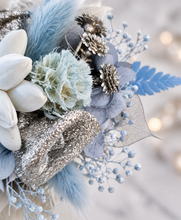 Load image into Gallery viewer, Blue &amp; silver school formal/prom wedding everlasting flowers silver bangle corsage
