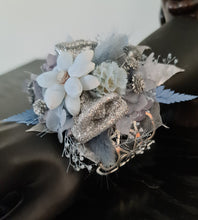 Load image into Gallery viewer, Blue &amp; silver school formal/prom wedding everlasting flowers silver bangle corsage
