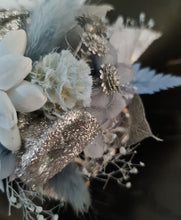 Load image into Gallery viewer, Blue &amp; silver school formal/prom wedding everlasting flowers silver bangle corsage

