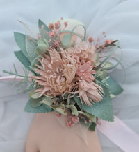 Load image into Gallery viewer, Blush pink &amp; sage green school formal / prom wedding set corsage &amp; buttonhole
