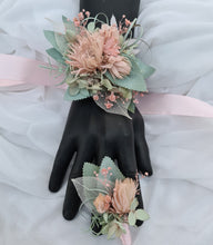 Load image into Gallery viewer, Blush pink &amp; sage green school formal / prom wedding set corsage &amp; buttonhole
