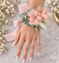 Load image into Gallery viewer, School formal set - corsage &amp; buttonhole in sage &amp; blush colours
