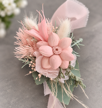 Load image into Gallery viewer, School formal set - corsage &amp; buttonhole in sage &amp; blush colours
